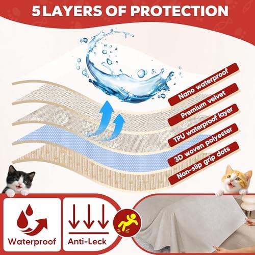 Loiion Cat Scratch Proof Furniture Protector Waterproof Sofa Cover 150"x...