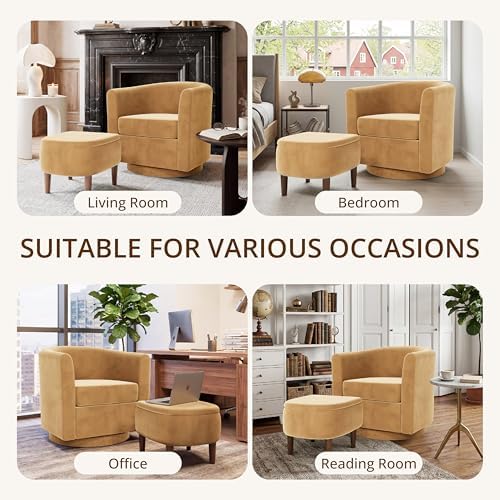 360° Swivel Accent Chair with Storage Ottoman Set of 2