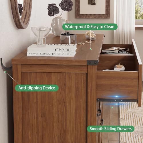Xixini Dresser for Bedroom with 6 Drawers, 54" Wide Wood Chest of Drawer...