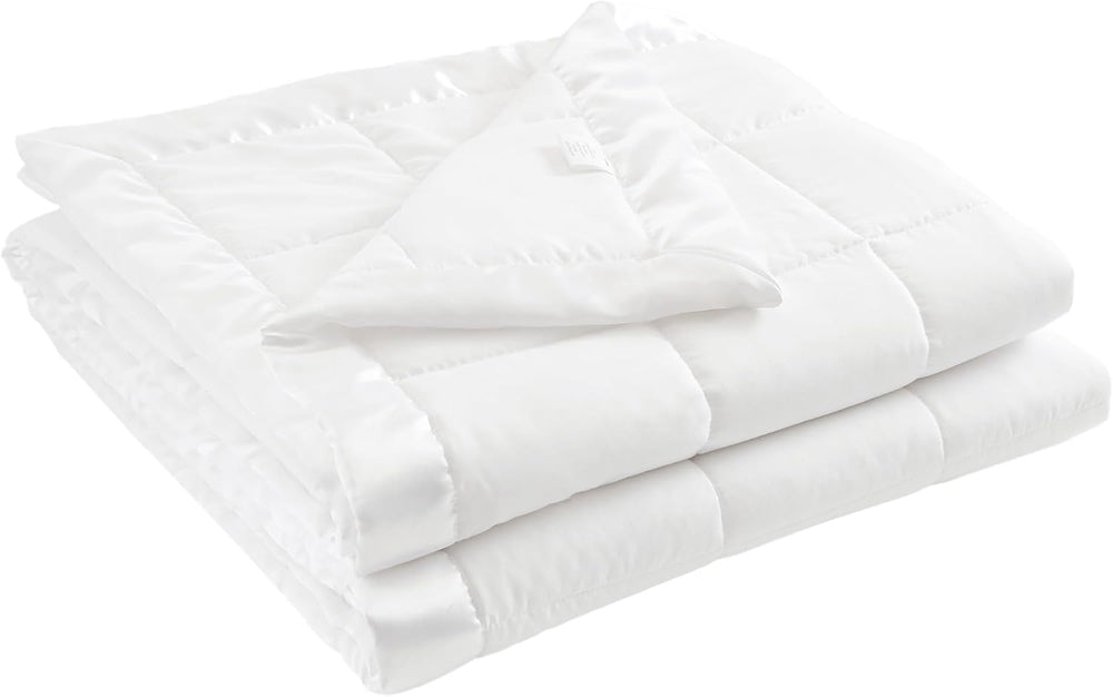 Madison Park Down Alternative Queen Blanket for Bed, Satin Trim, White
