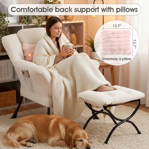 Lazy Chair with Ottoman, Comfy Reading Chair for Bedroom