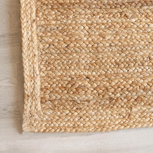 HOMEMONDE Solid Braided Jute Area Rug | Handwoven Reversible Natural Fiber Bo...