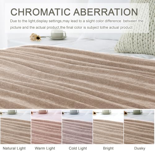 Chenille Throw Blanket for Couch 50" x 60", Taupe