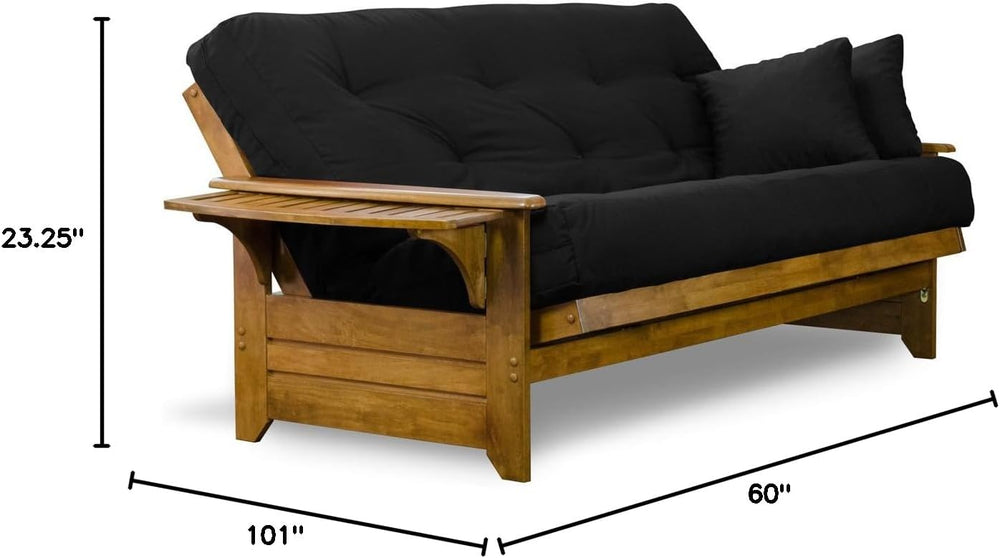 Nirvana Futons Brentwood Tray Arm Futon Sofabed Set - Queen Frame, 8" Th...