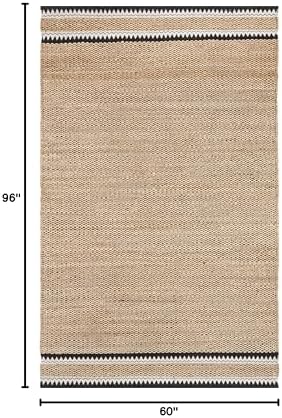 SAFAVIEH Natural Fiber Jute Area Rug 5'x8', Coastal Natural & Bla...