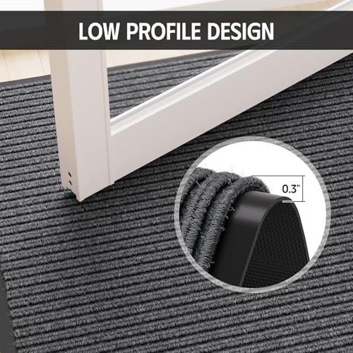 Front Door Mat, 3' x 5' Heavy Duty Door Mat Outside Entrance, Non-Sli...