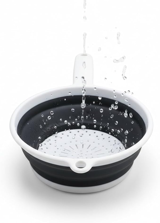 Handy Housewares 8" Round Space Saving Collapsible Silicone Kitchen Colander - Image 4