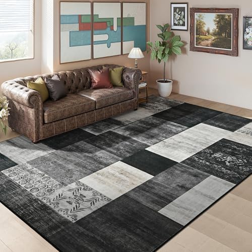 Tepook 8x10 Area Rugs for Living Room, Washable Large Geometric Bedroom Rug