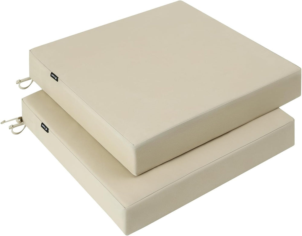 Favoyard Patio Chair Square Cushions Set of 2, Beige, 24 x 24 x 4 inches