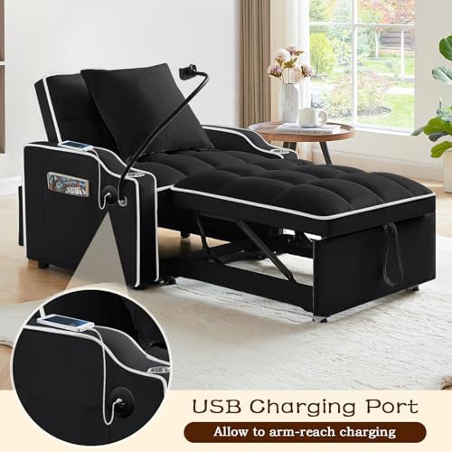 Sleeper Sofa Chair Bed, Convertible 3-in-1 Sofa Armchair, Adjustable Sleeper ...