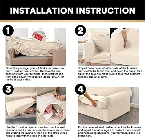 PrinceDeco 2 Pieces Armchair Slipcover Stretch Couch Covers for T Cushion Cha...