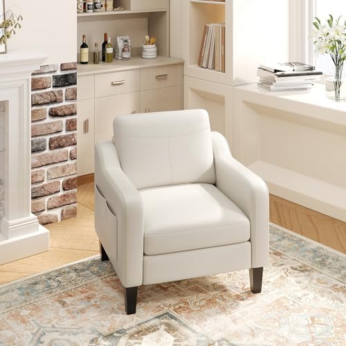 MALOL PU Leather Accent Chair Set of 2, Mid-Century Modern Living Room Armcha...