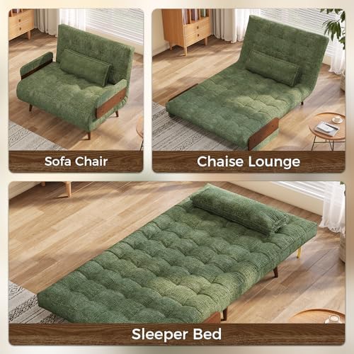 JASIWAY 37" Mid-Century Convertible Sofa Chair Bed Sleeper for Adult, Futon