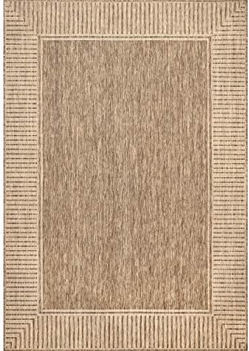 nuLOOM Asha Light Brown Bordered Indoor/Outdoor Area Rug, 6' 7" x 9&...