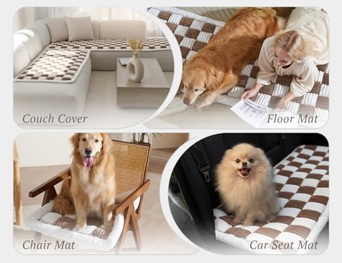 Dog Couch Cover Protector For Couches, Quilted Washable Non-Slip, Blue Gray | Couch Covers For Dogs, Couch Cover Checkered, PP Cotton Filling, Machine Washable for Sofa, Window Seat and Floor
