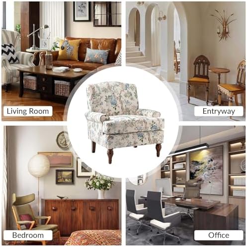 HULALA HOME Accent Chair Set of 2 with Solid Legs & Removable Cushion, Fa...