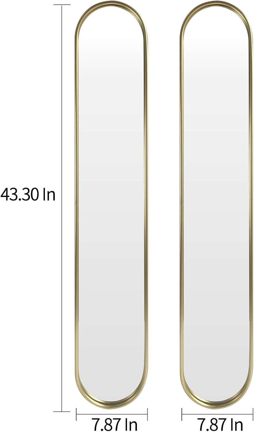 Gold Full Length Oval Mirror,Narrow Capsule Long Mirrors with Metal Frame for...