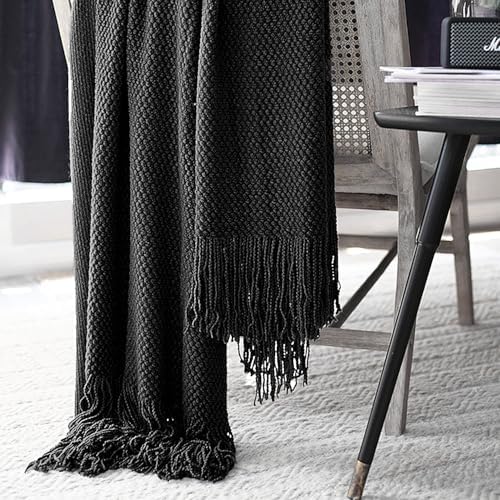 LOMAO Knitted Throw Blanket with Tassels Bubble Textured Lightweight Throws f...
