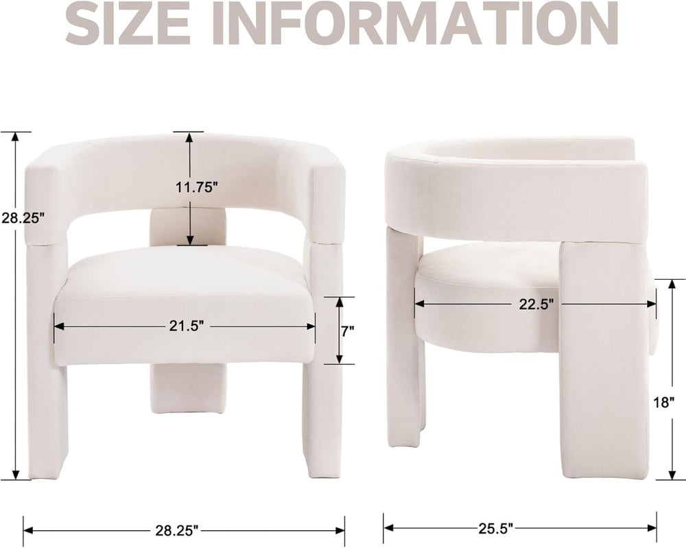 Beige Modern Accent Chair, Upholstered Barrel Armchair with Solid Wood Legs