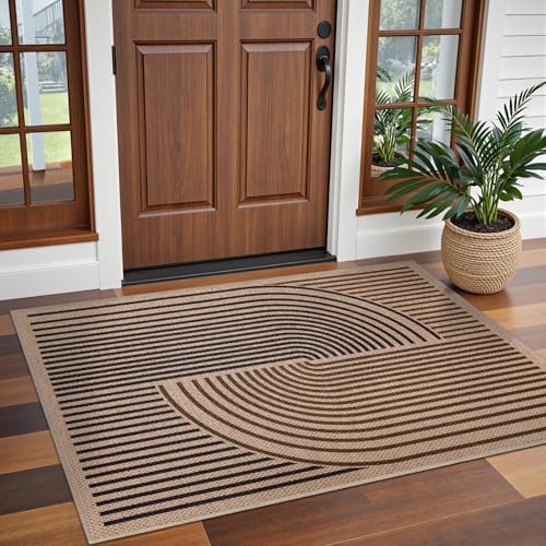 Tangsoo Easy Jute 3x5 Rug for Patio,Non-Slip Washable Indoor Outdoor Rug