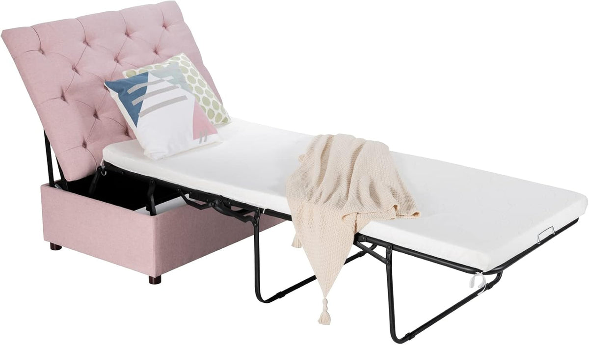 folding ottoman chair bed with mattress & metal, main product view