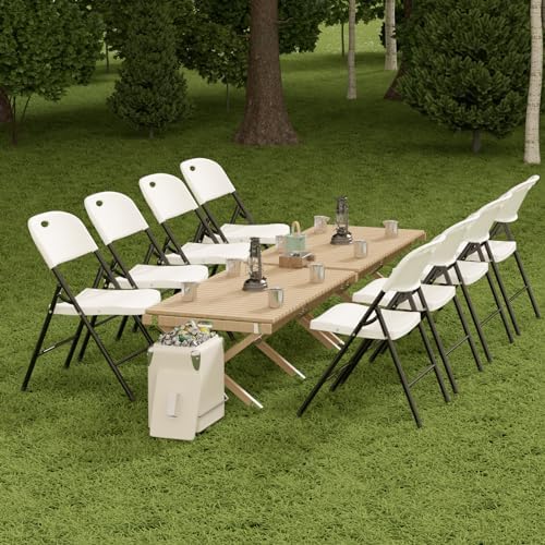 Nazhura 350 Weight Limit Heavy Duty Plastic Folding Chair with Reinforced Ste...