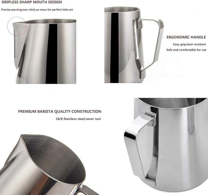 SIKEMAY Milk Frothing Pitcher Cup, 20oz/600ML Milk Frother Cup Stainless Steel - Image 3