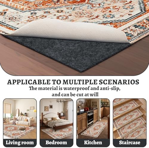 100% Waterproof Rug pad, 6x9 ft Area Rug Non-Slip Rug Pads, Carpet Pads for A...