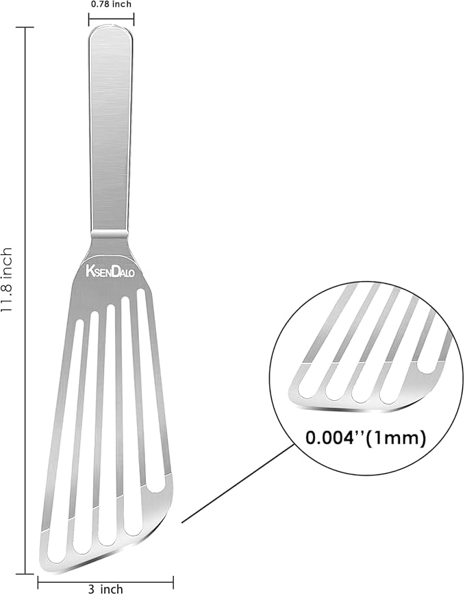 KSENDALO Thin Fish Spatula Stainless Steel -Flexible Slotted Egg Flipper - Image 4