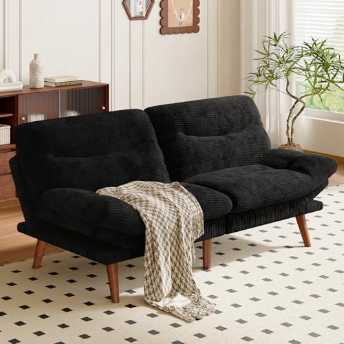Amada 66 inch 3-in-1 Convertible Futon Sofa Bed, Black