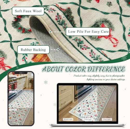 LIVEBOX Christmas Farmhouse Rugs for Living Room 8x10 - Soft Washable Neutral...