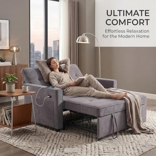 Actinidia 3 in 1 Convertible Sofa Bed, 53" Modern Loveseat Sleeper Sofa ...