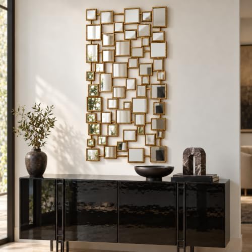Large Modern Accent Wall Mirror for Living Room Gold 23.6"x47" Meta...