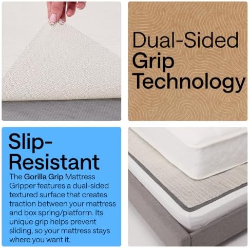 GORILLA GRIP Non Slip Mattress Gripper, Slide Stopper, 54 x 72 Queen