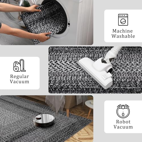 RUGSREAL 8x10 Washable Area Rug for Living Room with Rubber Backing