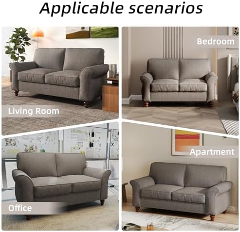 EBELLO 2 Piece Living Room Sofa Set, Wood Frame and Sturdy Legs, Modern Uphol...