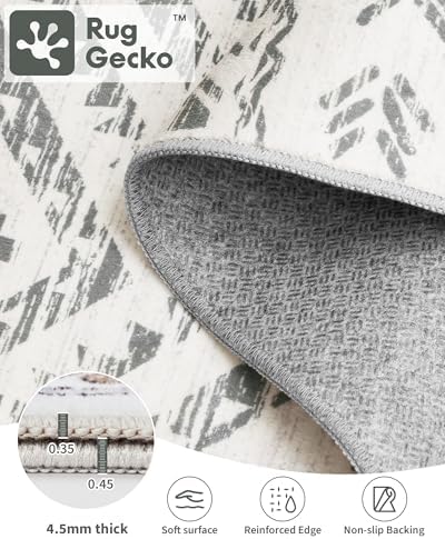 Miukiki Round Rugs 6ft for Living Room Moroccan Washable Circle Rug Grey
