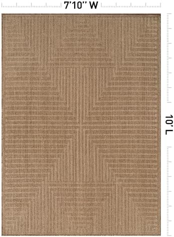 Rugshop Linear Jute-Style Indoor Outdoor Area Rug Sand/Natural 7'10"...