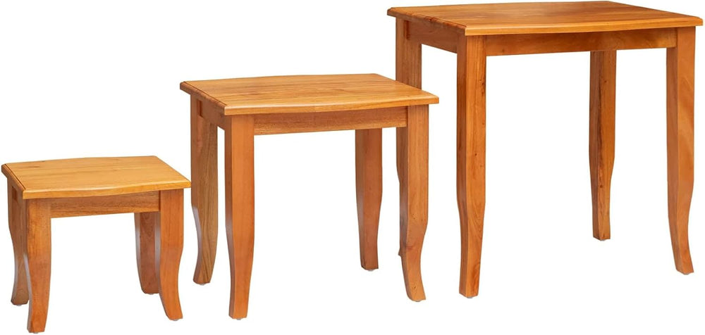 Nesting Side Tables 3 pcs Natural 23.62 x 17.72 x 23.82 in | Solid Mahogany, ...