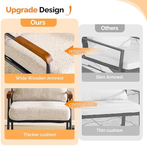 VINGLI Mid-Century Modern Accent Armchiar for Small Space, Small Comfy Uphols...