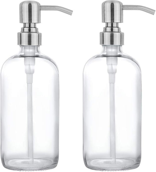 2 Pack Thick Clear Glass Pint Jar Soap Dispenser by Unknown