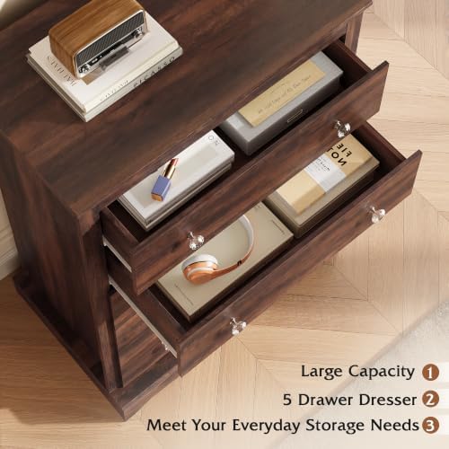 WLIVE 5 Drawer Dresser, 45" Tall Dresser for Bedroom with Exclusive Anti...