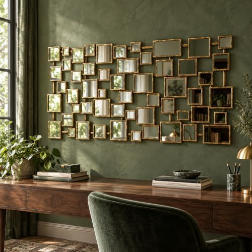 Large Modern Accent Wall Mirror for Living Room Gold 23.6"x47" Meta...