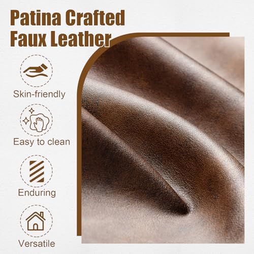 PrimeZone Faux Leather Mid-Century Modern Accent Chair Set of 2, Brown
