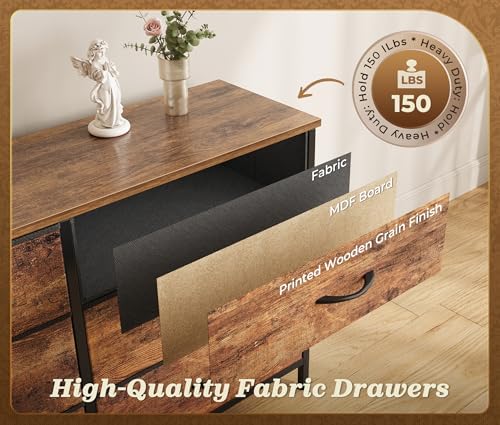 Huuger 78.7 inch Long Dresser for Bedroom, 15 Drawer Fabric Dresser for Close...