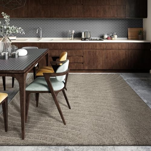 LUXE WEAVERS Modern Geometric Wave Taupe 8x10 Area Rug
