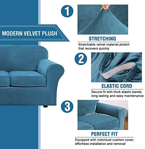 H.VERSAILTEX Rich Velvet Stretch 2 Piece Chair Cover Chair Slipcover Sofa Cov...