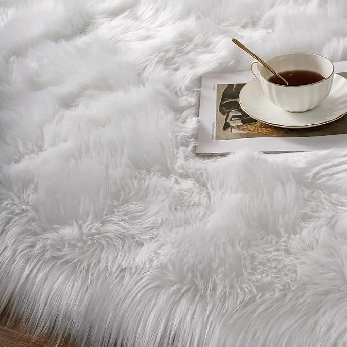 ORINOVA White Faux Sheepskin Fuzzy Fur Rugs - Image 3