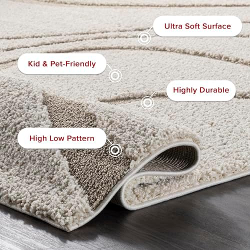 nuLOOM Carolyn Cream Abstract Power Loomed Area Rug, 5' x 8'