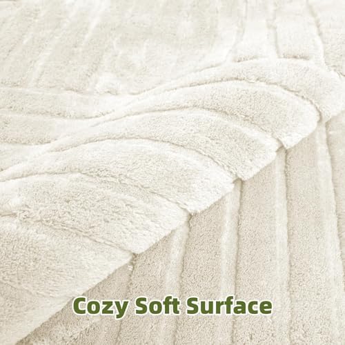 Beige Solid Area Rug 9x12 Large Washable Soft Rugs for Living Room